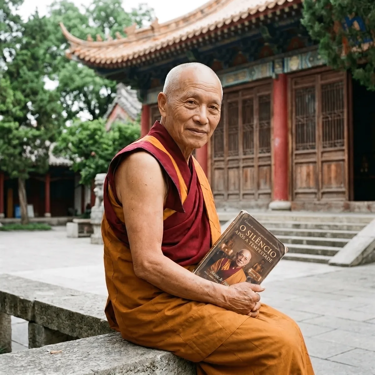O Monge Jin Miao no templo